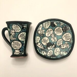 Comics Themed Coffee Cup & Saucer Original Art Piece